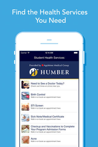 Find Doctors for Humber College Students - Check Walk In Clinic Wait Times + Book Appointments screenshot 2