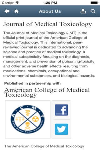 Journal of Medical Toxicology screenshot 2