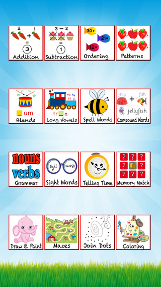 First Grade Kids Homeschooling Worksheets -Teaching and learning Math Operations Patterns Long Vowel