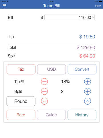 【免費工具App】Turbo Bill Calculator (Tip, Tax, Currency Converter, Bill History)-APP點子