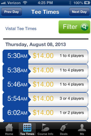 Vistal Golf Club Tee Times screenshot 2