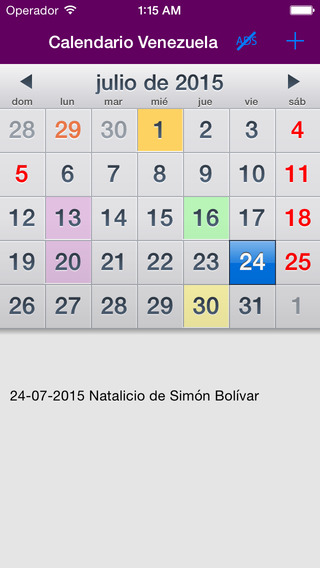 Calendario 2015 Venezuela