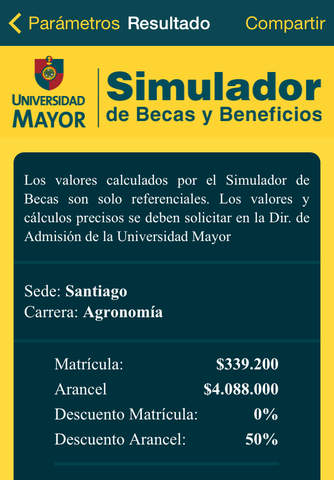 Simulador de Becas PSU -UMayor screenshot 3