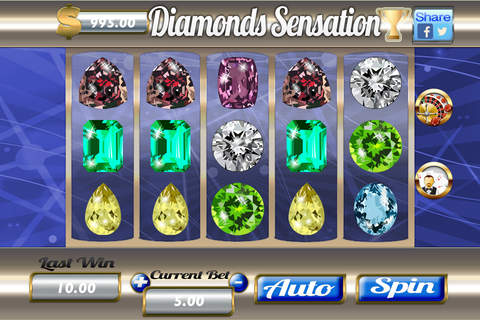 `````` AAAA Diamond Sensation Slots - Spin and Win Blast with Slots, Black Jack, Roulette and Secret Fireworks Prize Wheel Bonus Spins! screenshot 2