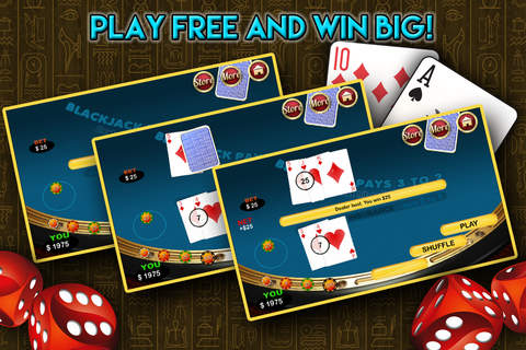 Blackjack Blitz of Pharaohs with Rich Gold Craps Craze and Big Prize Wheel! screenshot 2