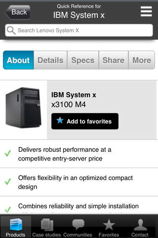 IBM System X Quick Reference Mobile Application screenshot 3