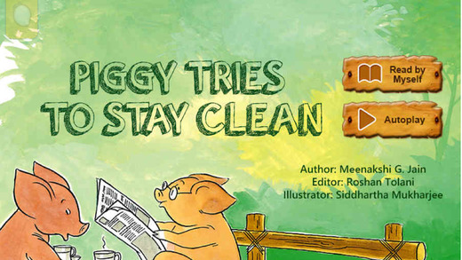 Piggy Tries To Stay Clean - Interactive eBook in English for children with puzzles and learning game