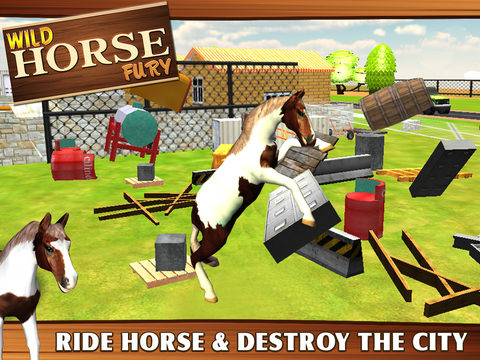 【免費遊戲App】Wild Horse Fury 3D - Real Crazy Animal Rampage Game to Ride & Destroy the City-APP點子