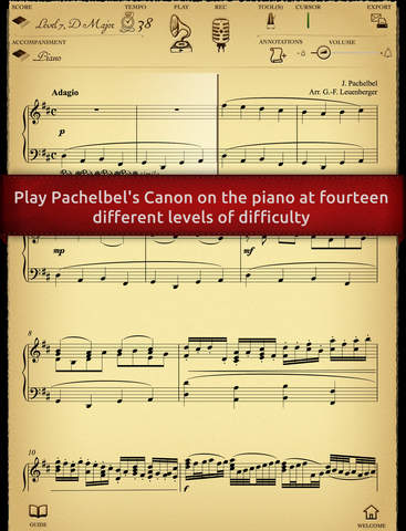 Play Pachelbel – Canon interactive piano sheet music