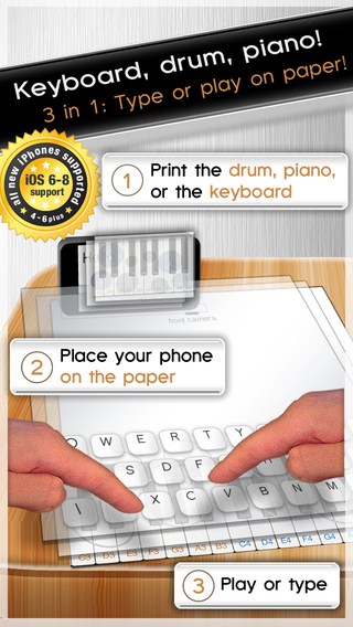 Paper Drum Keyboard Piano: 3 in 1