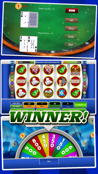 `Lucky Gold Coin Jackpot Casino 777 Slots - Slot Machine with Blackjack Solitaire Bonus Prizewheel