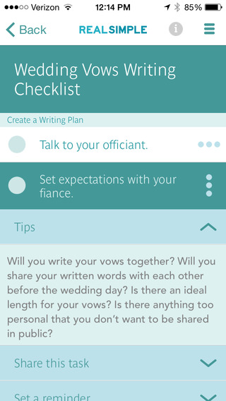 【免費生產應用App】Real Simple Wedding Checklists-APP點子