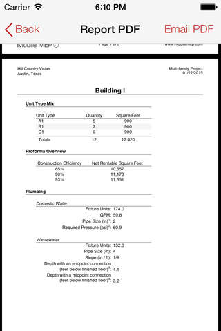 Mobile MEP - utility load estimation reports for architects, developers, and construction teams screenshot 4