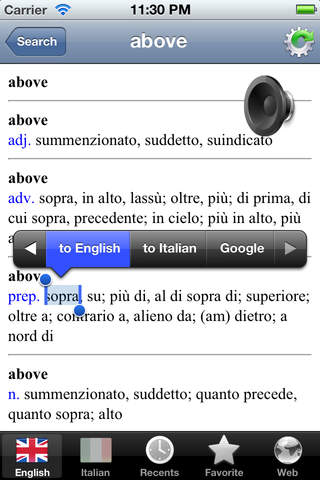 Italian English best dictionary of traveller screenshot 3