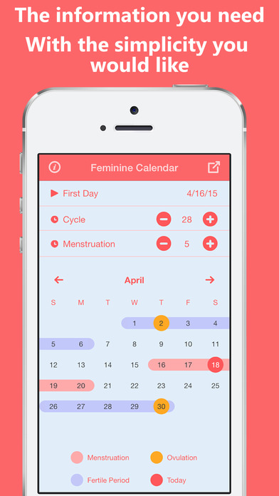 Feminine Calendar 앱스토어 스크린샷