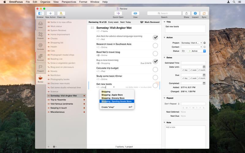 can you nest actiities in omnifocus pro