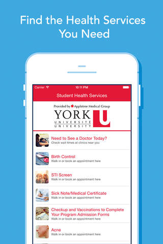 YorkU Student Health - Find Doctors and Book Appointments screenshot 2