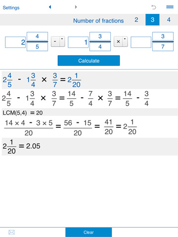 Fraction calculator XL screenshot 2