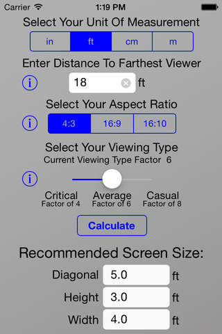 How Big- Screen Size Calculator for Projection Screens, TVs, and Any Other Display screenshot 2