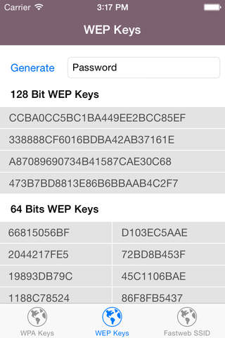 Wi-Fi generatore di chiavi - password WPA / WEP screenshot 2
