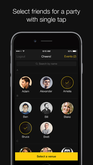 Cheers - Invite your friends for drinks within a few seconds. No typing.