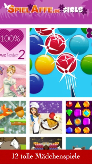 SpielAffe Girls App - Mädchen Spiele jetzt kostenlos spielen: Von Koch Rezepten bis zum Love Tester
