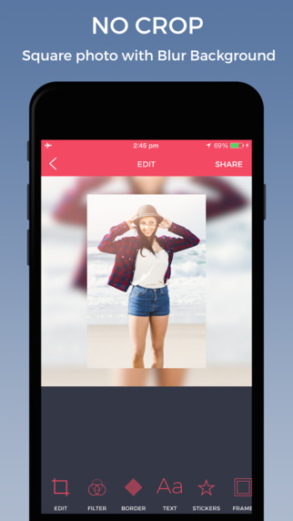 Instazz - Post full size square photos instafit with layout for instagram Blur Background