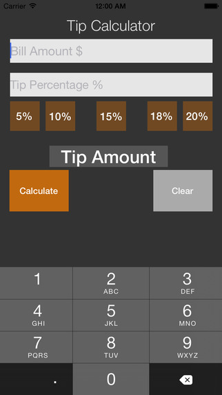Tip Calculator - Calculate Tips with Predefined Percentage or by Manually Entering Your Desired Perc