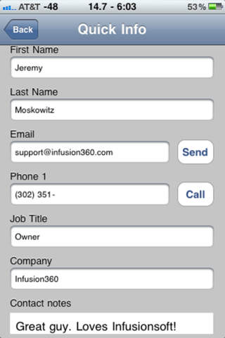 PowerConnect for Infusionsoft for iPhone screenshot 3
