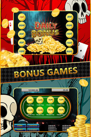 Slot Machine and Poker Tattoo Skulls “ Mega Casino Slots Edition ” Free screenshot 3