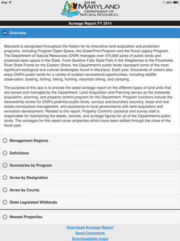 【免費生產應用App】Maryland DNR Acreage Report-APP點子