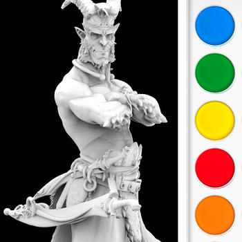 Figuromo Artist : Tiefling Warrior - Dungeons & Dragon 3D Fantasy Figure - Color Combine & Design Sculpture LOGO-APP點子