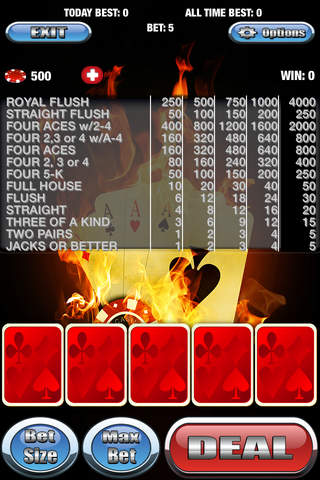 A Aces on Fire Video Poker - Max Bet 5 Card Draw screenshot 4