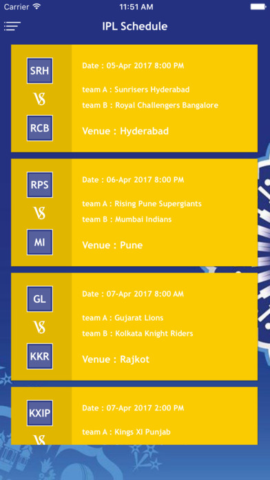 Schedule Of IPL 2017 screenshot 4