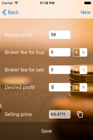 Stock profit margin calculator screenshot 2