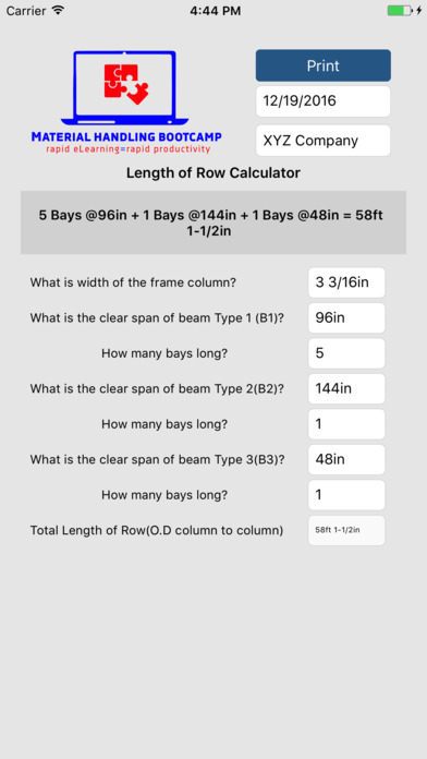Length of Row Calculator screenshot 2