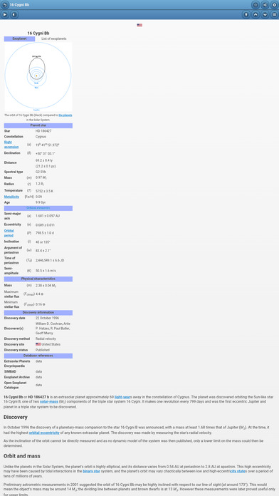 Directory of exoplanets screenshot 2