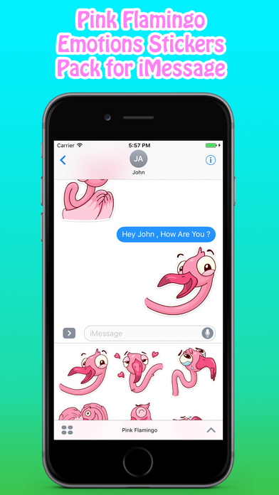 Funny Pink Flamingo Stickers Pack for iMessage screenshot 3
