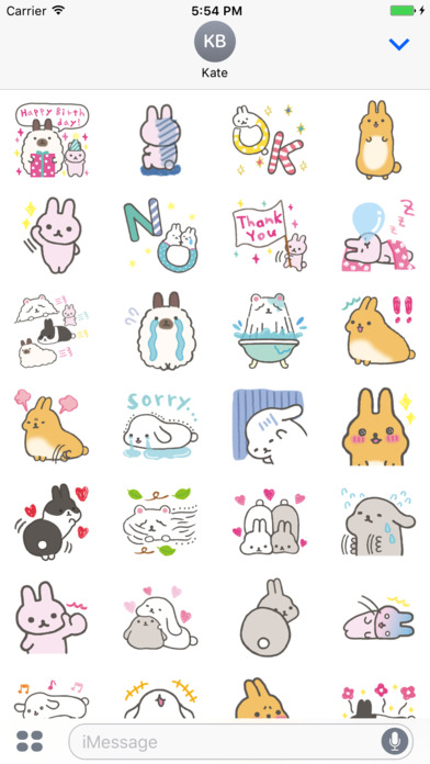 Cute rabbit with emotions stickers screenshot 2