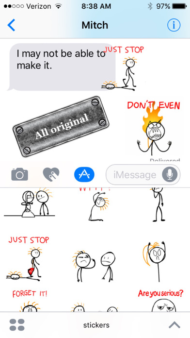 Stick Texting Stickers for iMessage screenshot 4