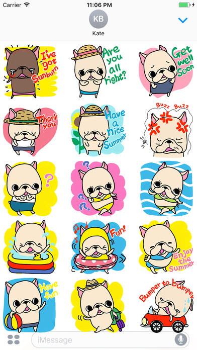 Fred The French Bulldog Summer Stickers screenshot 2