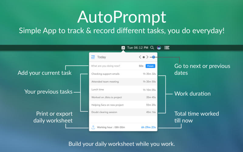 AutoPrompt for Mac 1.1 破解版 - 优秀的时间跟踪工具