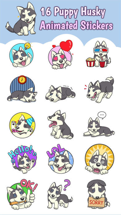 Playful Husky Animated Sticker screenshot 2