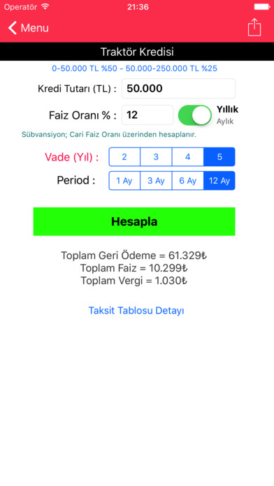 Kredi Taksit Hesapla Pro screenshot 3