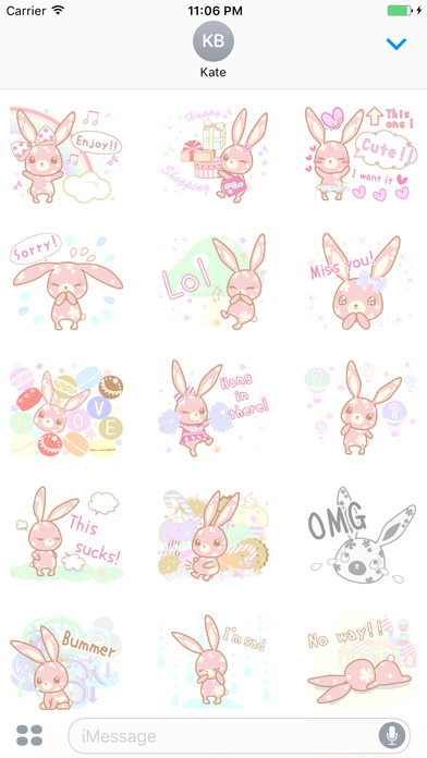 Lydia The Cute Flower Bunny English Stickers screenshot 2