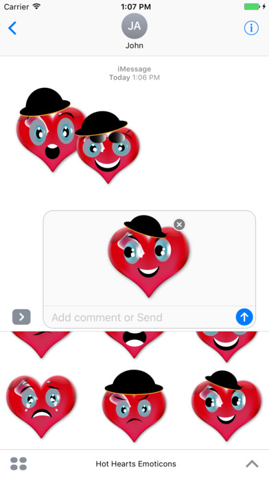 Hot Hearts Emoticons screenshot 2