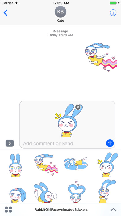 Rabbit Girl Face - Animated Stickers screenshot 3