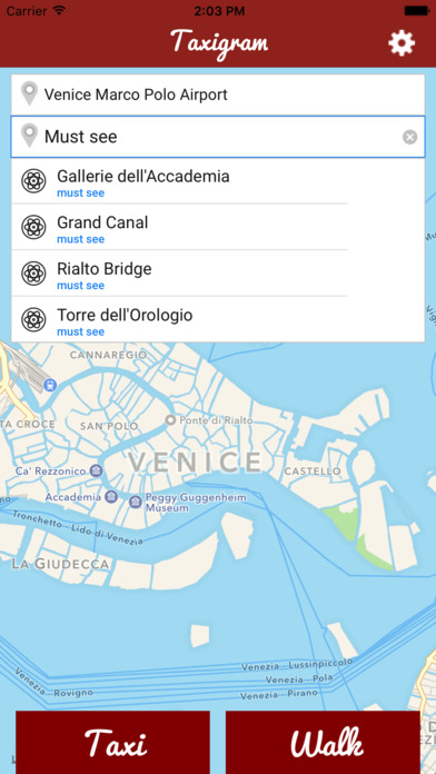 Taxigram Venice screenshot 2