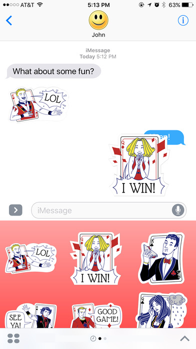 Solitaire and Poker Cards Stickers for iMessage screenshot 2