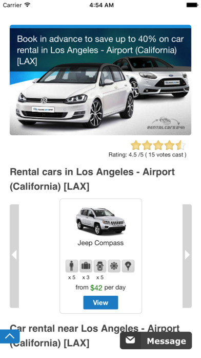 Car hire LAX - Los Angeles USA screenshot 2